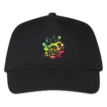 Rainbow Jester Smile Clown Kasper Fasching - Kinder Basecap - Schwarz - Vorne