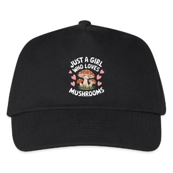 Pilz Pilze Funghi Champignon - Kinder Basecap - Schwarz - Vorne