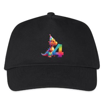 DINO 4 YEARS DINOSAUR 4TH BIRTHDAY - Kids’ Baseball Cap - black - Front