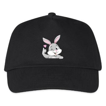 Smiling winking bunny likes - Kids’ Baseball Cap - black - Front