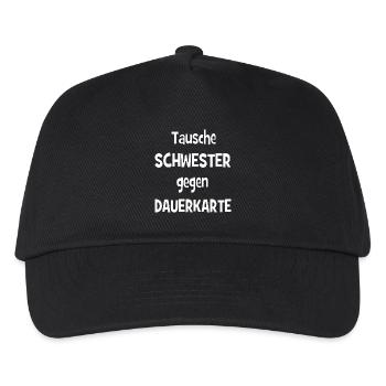 Tausche Schwester gegen Dauerkarte - Fußball - Kinder Basecap - Schwarz - Vorne