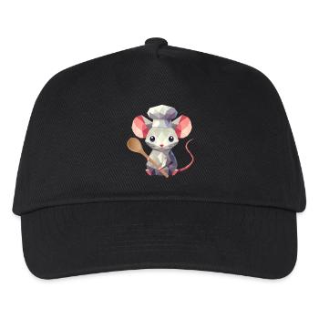 Maus als Koch-Kulinarischer Charme im Polygon-Stil - Kinder Basecap - Schwarz - Vorne