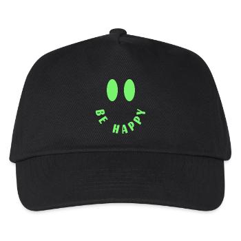 Be Happy - Smile - Positives Denken - Kinder Basecap - Schwarz - Vorne
