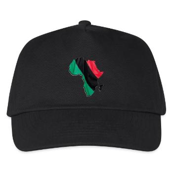 Pan Afrika Flagge in der Afrika Landkarte - Kinder Basecap - Schwarz - Vorne