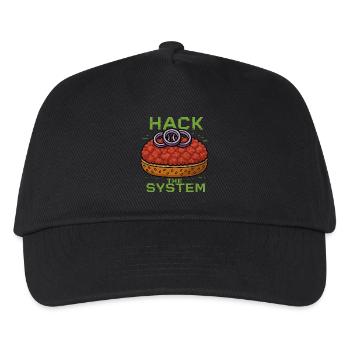 Hack the System – Mettbrötchen Shirt - Gourmett - Kinder Basecap - Schwarz - Vorne