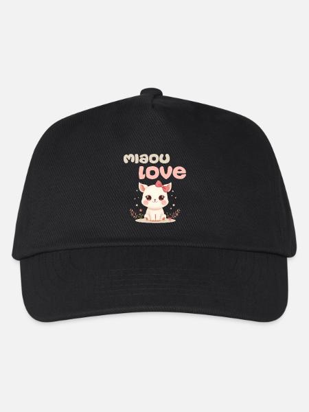 Meow Love Character by Helfspawn - Kids’ Baseball Cap - black