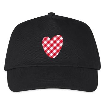 Herz kariert Love Liebe Hochzeit Karo Muster - Kinder Basecap - Schwarz - Vorne
