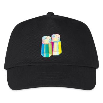 Salz & Pfeffer im Prisma-Glas – Farbenfrohe Würze - Kinder Basecap - Schwarz - Vorne