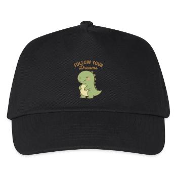 Follow Your Dreams - Süßes Dino-Design - Kinder Basecap - Schwarz - Vorne
