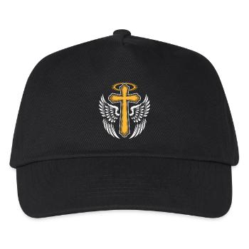 Christliches Kreuz Christentum Jesus Gott Religion - Kinder Basecap - Schwarz - Vorne