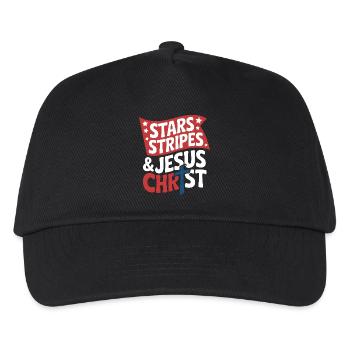 Amerikanischer Gläubiger Christ July 4th Jesus - Kinder Basecap - Schwarz - Vorne