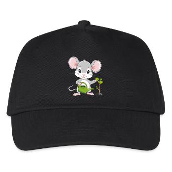 Cute little mouse is watering the plant - Kids’ Baseball Cap - black - Front