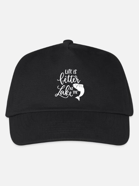 Lake Life Inspirierendes Fisch Zitat Design - Kinder Basecap - Schwarz