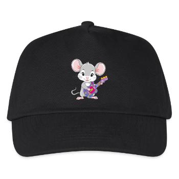 Funny little mouse is playing the guitar - Kids’ Baseball Cap - black - Front