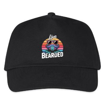 Live Bearded! Bartagame Reptil Terraristik - Kinder Basecap - Schwarz - Vorne