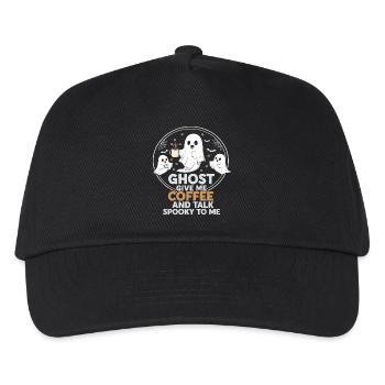 Spooky Ghost with Coffee and Chat Design - Kids’ Baseball Cap - black - Front