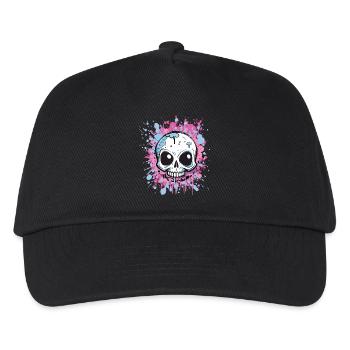 Neon Splatter Schädel Kunst - Kinder Basecap - Schwarz - Vorne