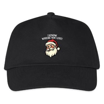 Ich weiß, wo du wohnst – Weihnachtsmann - Kinder Basecap - Schwarz - Vorne