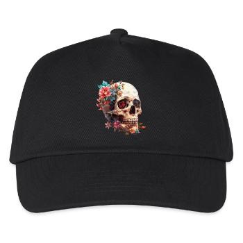 Skull, skull with flowers - Kids’ Baseball Cap - black - Front