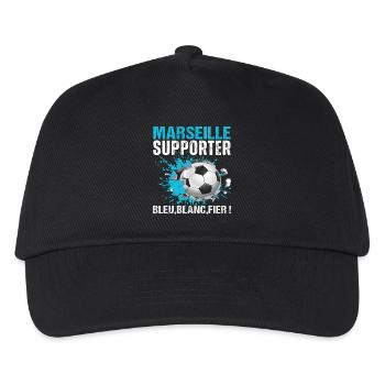 Marseille-Anhänger Marseille Fußballgeschenk - Kinder Basecap - Schwarz - Vorne