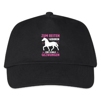 Born to ride, forced to school, horses - Kids’ Baseball Cap - black - Front