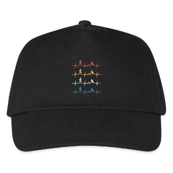 Trail running retro heartbeat jogging mountain run - Kids’ Baseball Cap - black - Front
