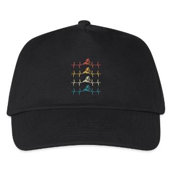 Mountain Bike Heartbeat Retro Mountain Bike - Kids’ Baseball Cap - black - Front