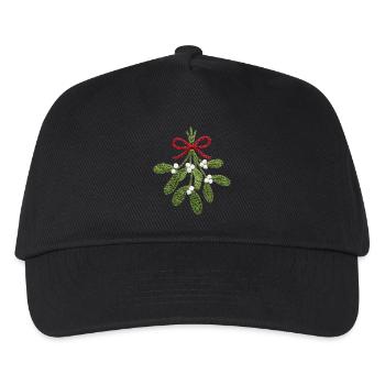Bestickter Mistelzweig – romantisches Weihnachten (gedruckt) - Kinder Basecap - Schwarz - Vorne