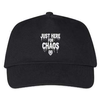 Just Here for Chaos – Provocative Saying - Kids’ Baseball Cap - black - Front