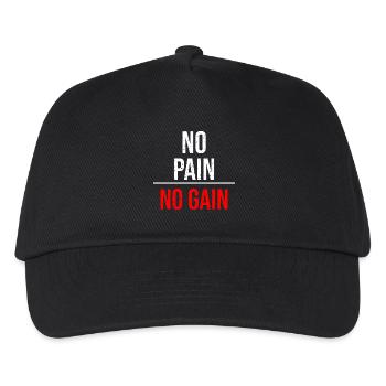 Fight Forge: No Pain No Gain Fitness Motivation - Kinder Basecap - Schwarz - Vorne