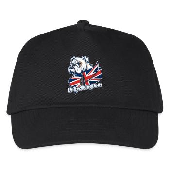 Bulldogge mit britischer Flagge und Big Ben - Kinder Basecap - Schwarz - Vorne