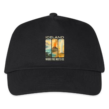 Islandia: Gdzie Ogień Spotyka Lód - Kids’ Baseball Cap - black - Front
