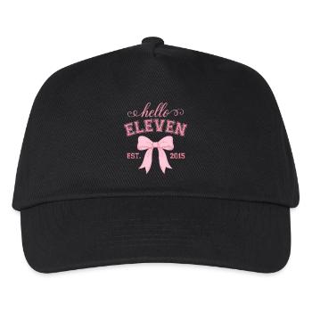 Hello Eleven Est 2015 Pink Bow Design - Kids’ Baseball Cap - black - Front