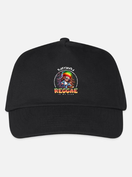 Reggae Vibes Rastafari Cartoon - Kinder Basecap - Schwarz