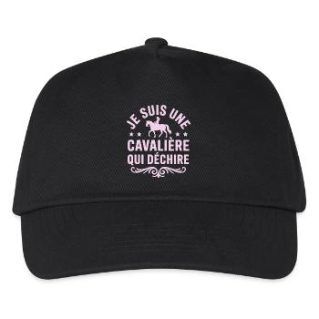 Cadeau Une cavalière équitation cheval qui déchire - Casquette de baseball Enfant - noir - Devant
