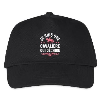 Cadeau Une cavalière équitation cheval qui déchire - Casquette de baseball Enfant - noir - Devant