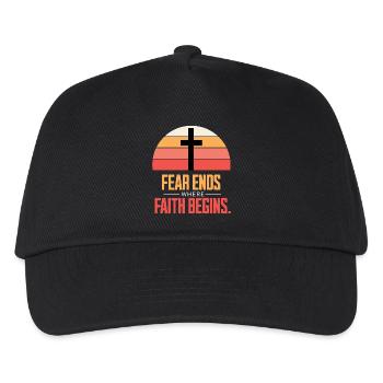 Fear Ends Where Faith Begins Retro Sonnenuntergang - Kinder Basecap - Schwarz - Vorne