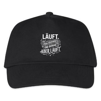 Läuft zwar rückwärts aber läuft Spruch - Kinder Basecap - Schwarz - Vorne