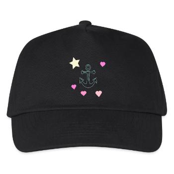 Pastel Anchor Doodle with Hearts and Star - Kids’ Baseball Cap - black - Front