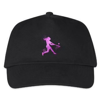 Baseball Mädchen Frauen Softball Spieler - Kinder Basecap - Schwarz - Vorne