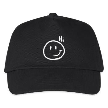 Hi Smile & Text | Kreide-Look - Kinder Basecap - Schwarz - Vorne