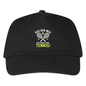 Aus dem Weg ich muss zum Tennis  - Kinder Basecap - Schwarz - Vorne