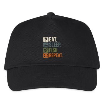 Mange, dors, poisson, pêcheur répète Dit la conception de la pêche - Casquette de baseball Enfant - noir - Devant