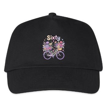 Sixty Floral Bicycle 60th Birthday - Kids’ Baseball Cap - black - Front