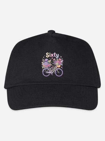 Sixty Floral Bicycle 60th Birthday - Kids’ Baseball Cap - black