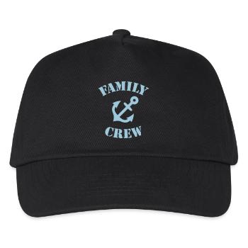 Family Crew (Anker / Schiffscrew / Sky Blue) - Kinder Basecap - Schwarz - Vorne