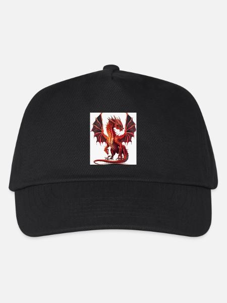 Feuerroter Drachen-Aquarell - Kinder Basecap - Schwarz
