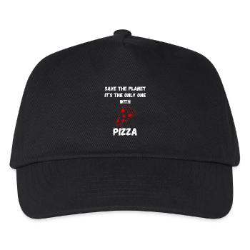 Rette den Planeten – Es ist die einzige Pizza mit Pizza - Kinder Basecap - Schwarz - Vorne