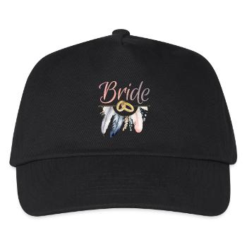 Bride Goldringe Federn JGA Junggesellenabschied - Kinder Basecap - Schwarz - Vorne