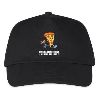 Seafood Diet Wortwitz mit Pizza und Garnele - Kinder Basecap - Schwarz - Vorne